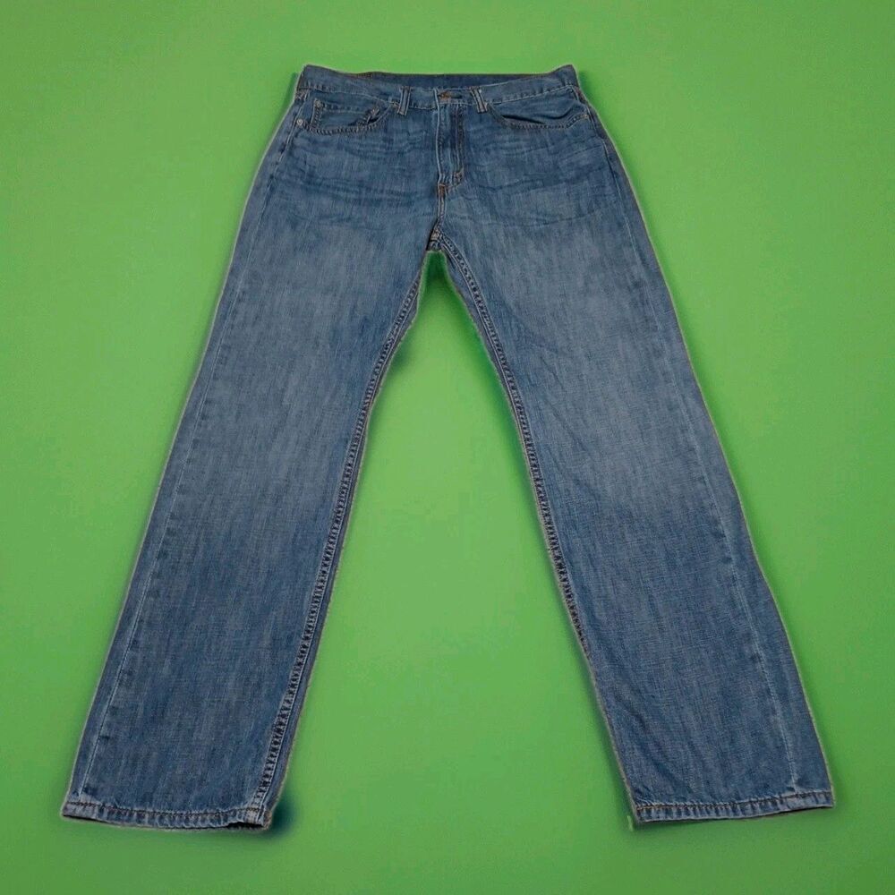 Levi Strauss 505 Mens Jeans 34 x 32 Medium Wash Straight Leg Workwear Denim